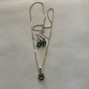 Sterling Silver and Green Jewelry Set